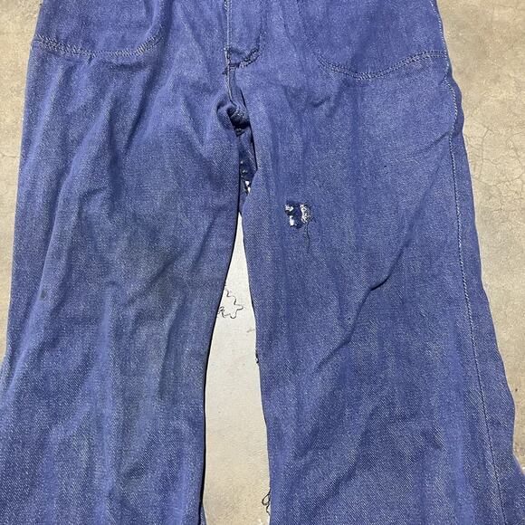 Vintage 60s Wrangler Dark Wash Bell Bottom Jeans 22x32 - Picture 2 of 11